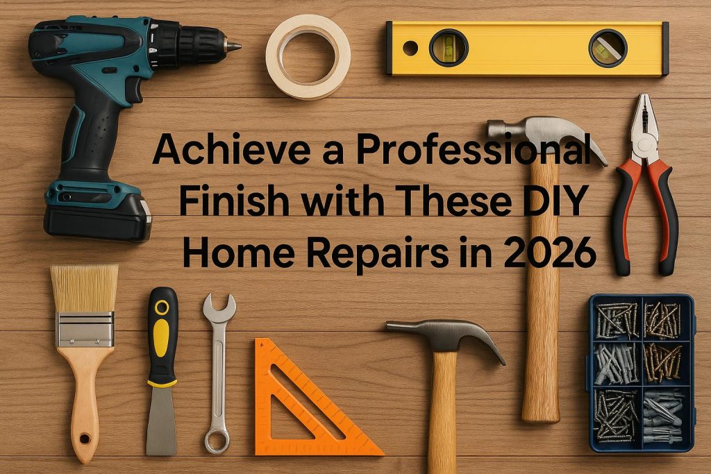 Modern living room with freshly painted walls and upgraded fixtures showcasing DIY home repairs