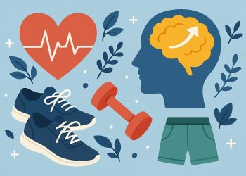 Dumbbells and yoga mat symbolizing daily exercise benefits for mental health improvement