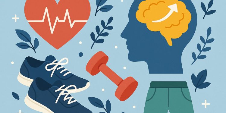 Dumbbells and yoga mat symbolizing daily exercise benefits for mental health improvement