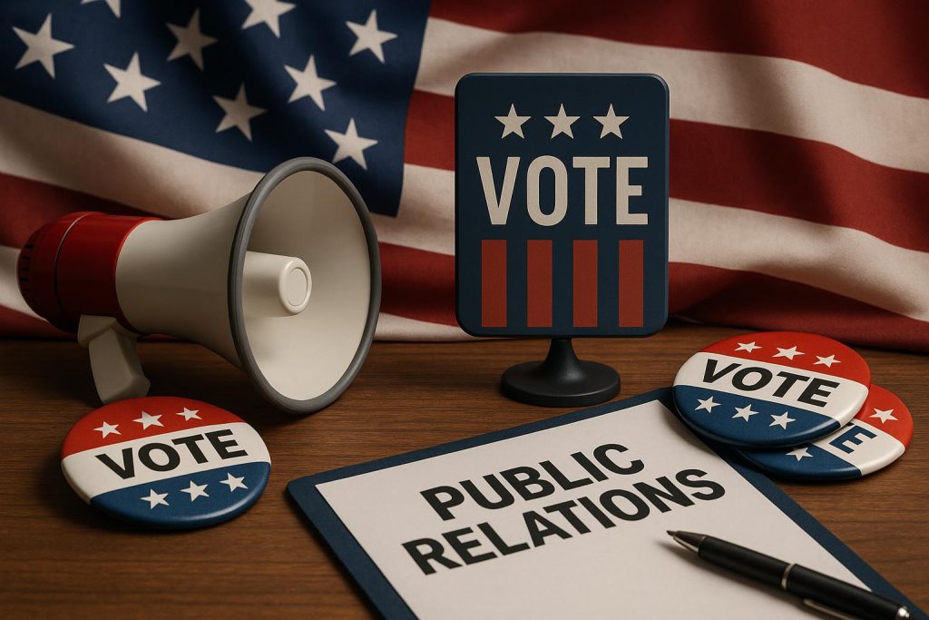 Public relations strategy materials illustrating political communication concepts for John Trobough