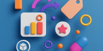 Abstract 3D motion graphics illustrating integration of branding elements with interactive user interfaces
